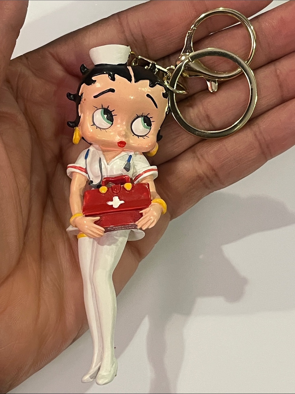 Hand Crafted Betty Boop Sailor Keychain / Bag Charm with Red Purse - Picture 3 of 8